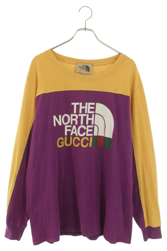 GUCCI x TNF Logo Print Bicolor Long Sleeve Tee Orange/Purple Size L