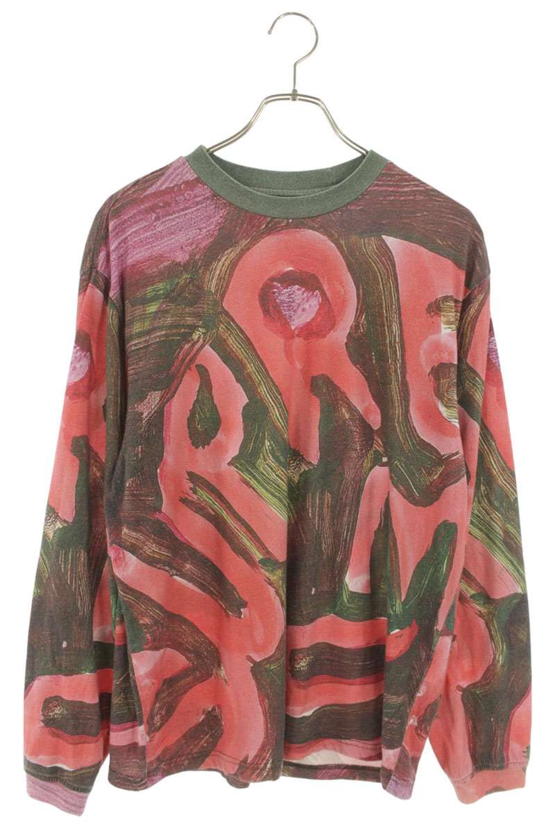 Supreme 24SS Paint L S Top All-Over Print Long Sleeve T-Shirt Red Size S