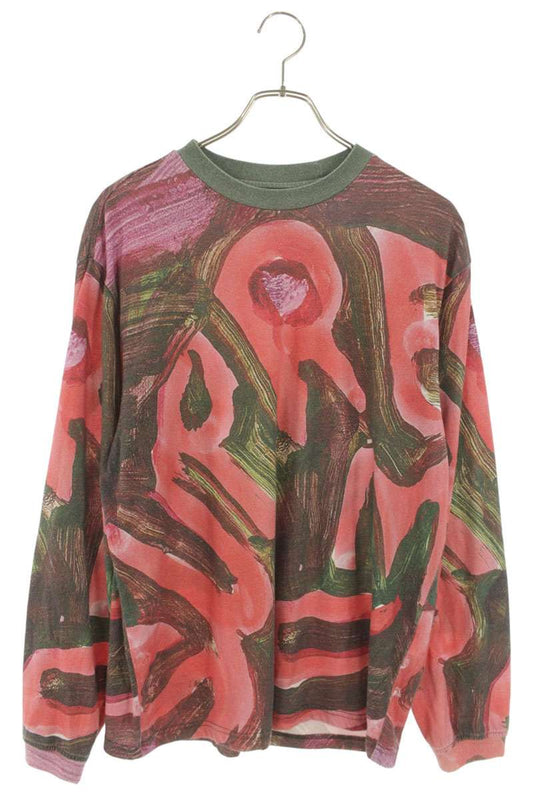 Supreme 24SS Paint L S Top All-Over Print Long Sleeve T-Shirt Red Size S