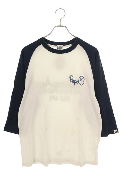 A BATHING APE Back Logo Print Long Sleeve Tee White Size L