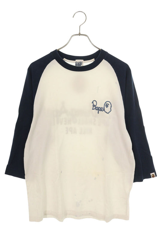 A BATHING APE Back Logo Print Long Sleeve Tee White Size L