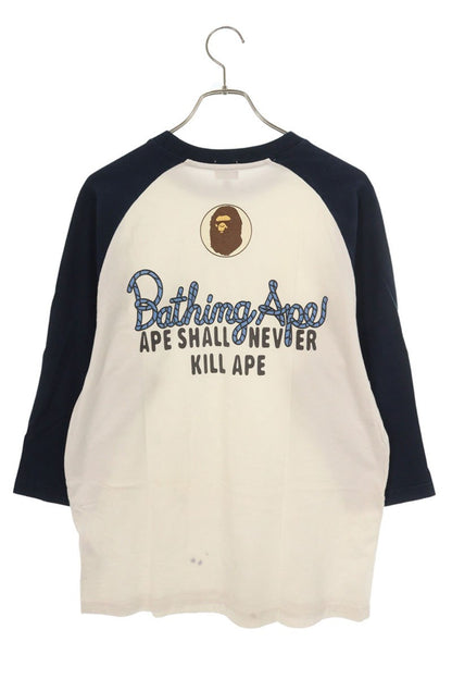 A BATHING APE Back Logo Print Long Sleeve Tee White Size L
