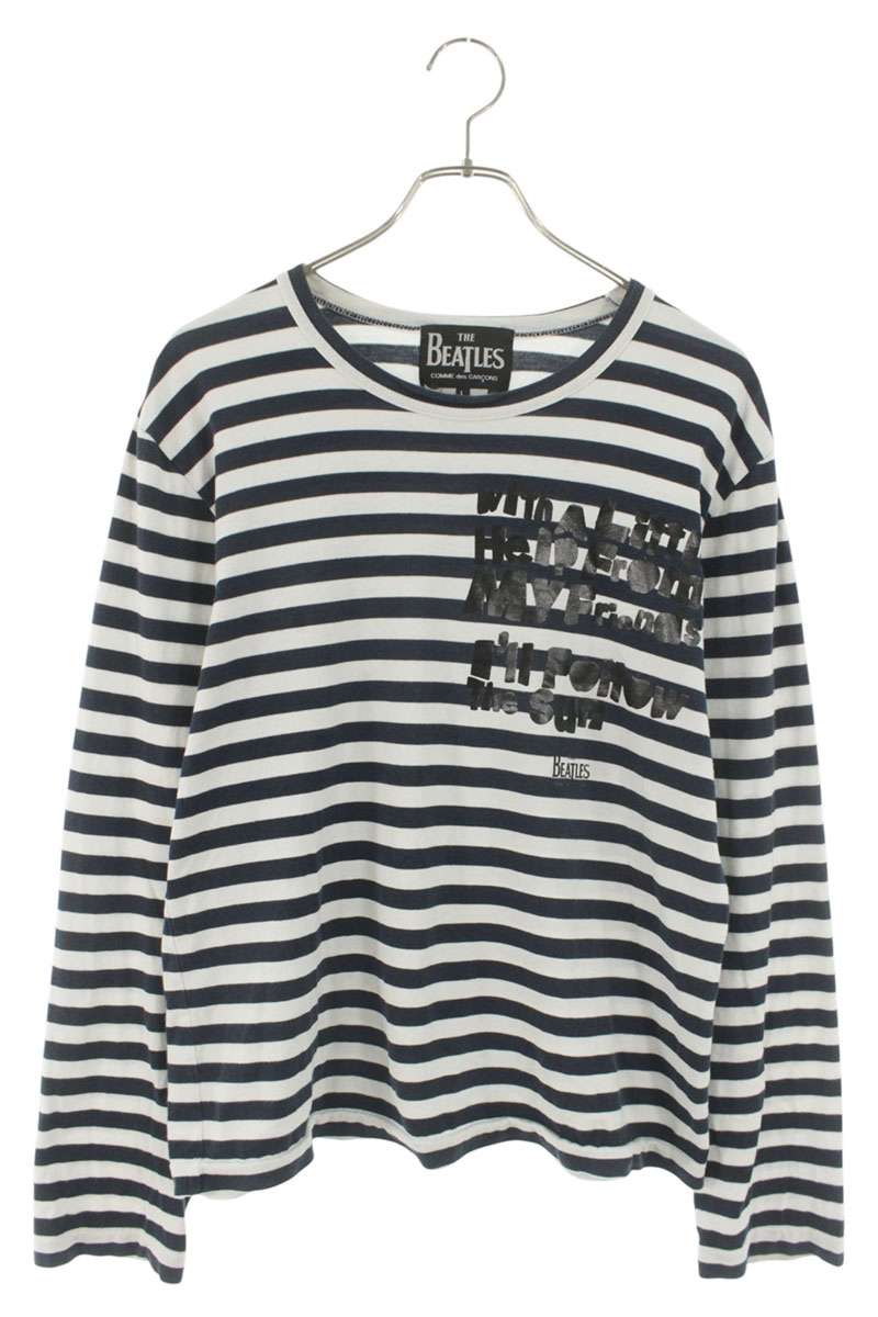 Comme des Garcons Navy White Striped Long Sleeve Size L