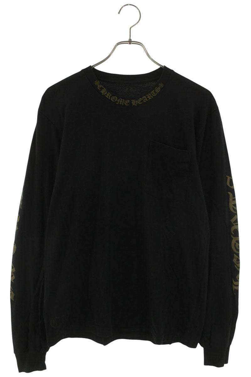 Chrome Hearts Neck Logo Print Long Sleeve Tee Black/Gold Size M