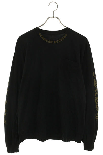 Chrome Hearts Neck Logo Print Long Sleeve Tee Black/Gold Size M