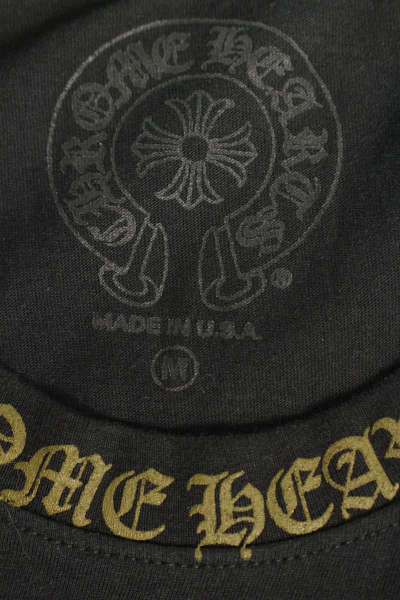 Chrome Hearts Neck Logo Print Long Sleeve Tee Black/Gold Size M