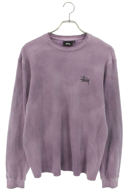 STUSSY Logo Print Thermal Long Sleeve Tee Purple Size S
