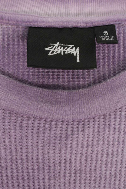 STUSSY Logo Print Thermal Long Sleeve Tee Purple Size S