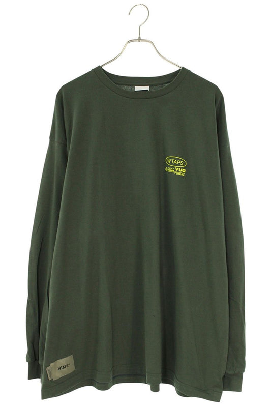 Wtaps 25AW Logo Print Long Sleeve T-Shirt Green Size 3