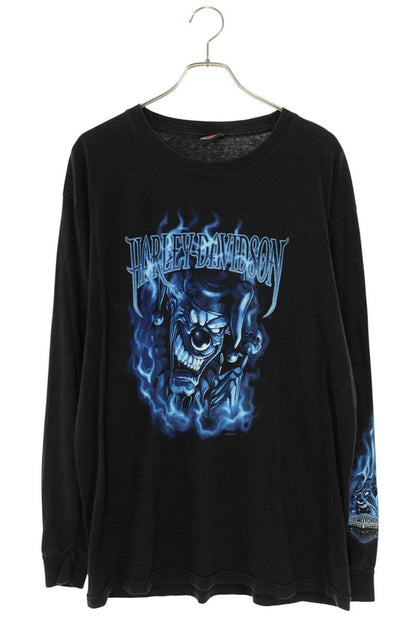 Harley-Davidson Skull Clown Flame Print Long Sleeve Tee Size M