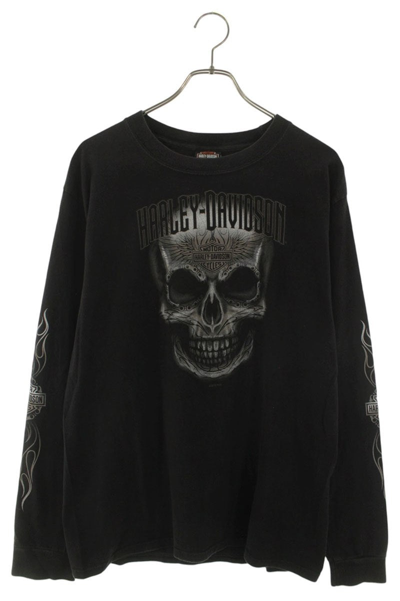Harley-Davidson Skull Print Long Sleeve Tee Black Size M