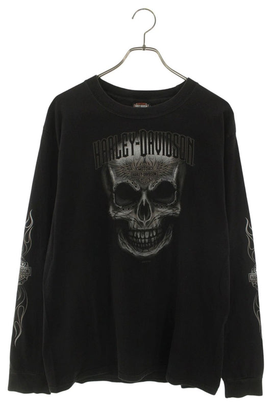 Harley-Davidson Skull Print Long Sleeve Tee Black Size M