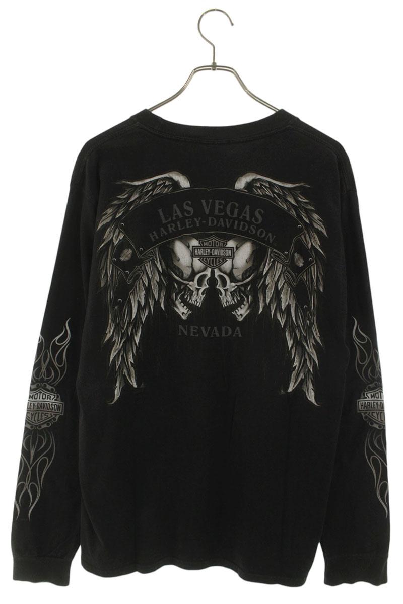 Harley-Davidson Skull Print Long Sleeve Tee Black Size M