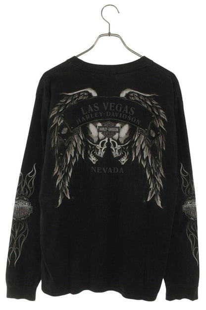 Harley-Davidson Skull Print Long Sleeve Tee Black Size M