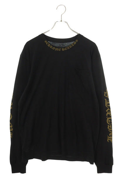 Chrome Hearts Neck Logo Print Long Sleeve Tee Black/Gold Multi Size L