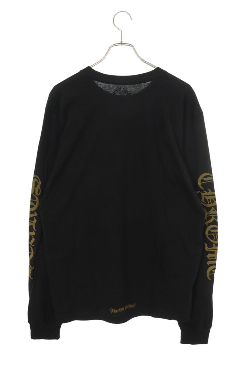 Chrome Hearts Neck Logo Print Long Sleeve Tee Black/Gold Multi Size L