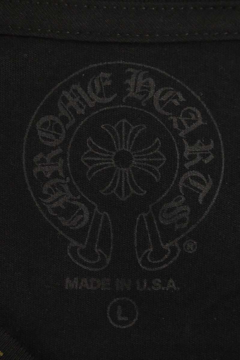 Chrome Hearts Neck Logo Print Long Sleeve Tee Black/Gold Multi Size L