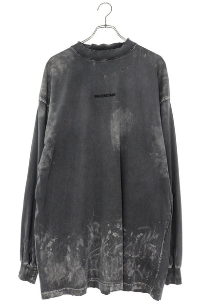 BALENCIAGA Back Logo Paint Effect Long Sleeve Tee Size L