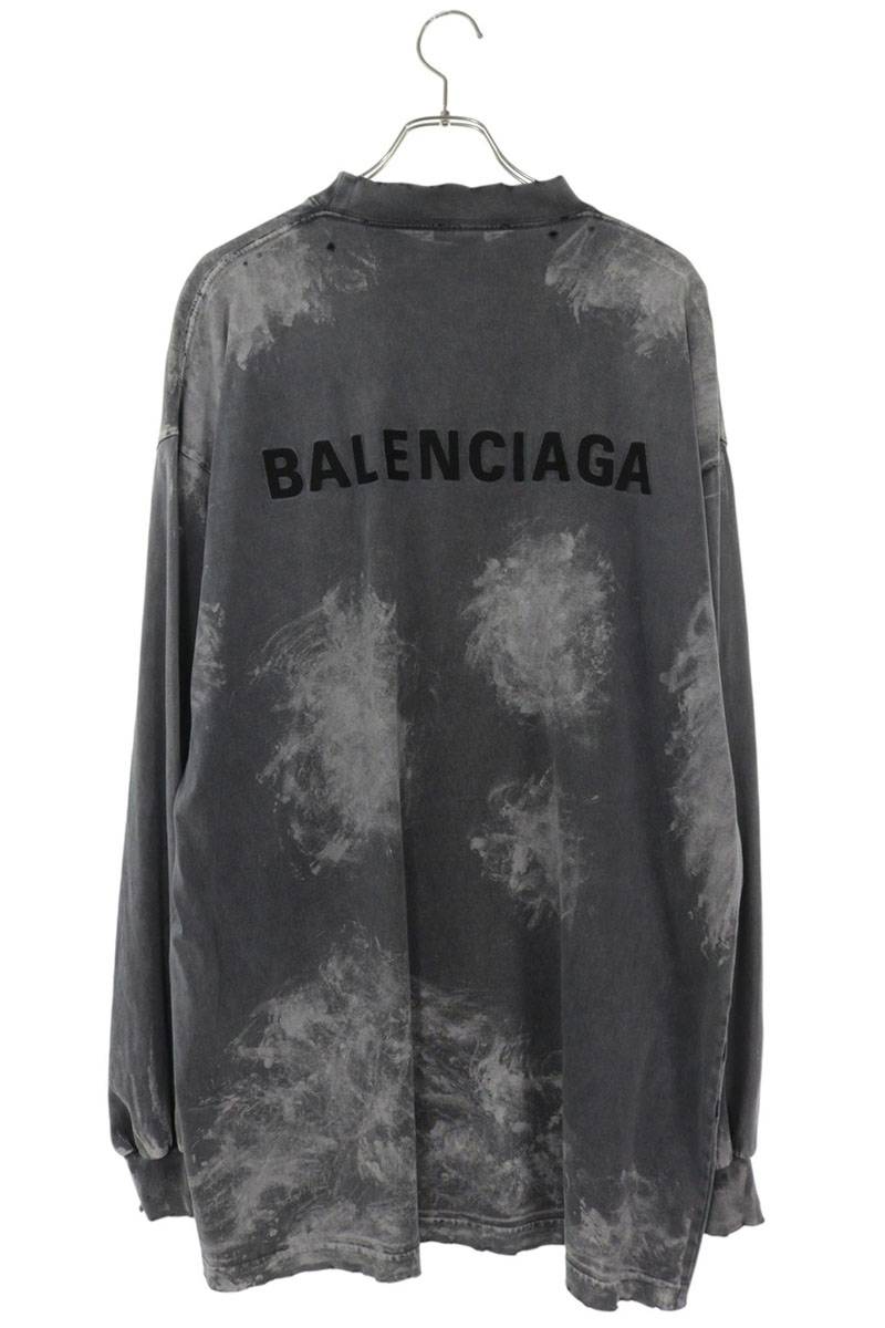 BALENCIAGA Back Logo Paint Effect Long Sleeve Tee Size L