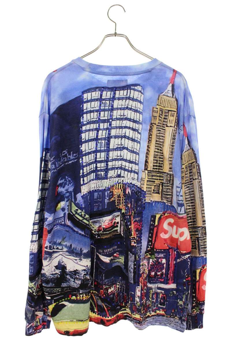 Supreme 25SS Skyline Sequin L S Top Day Long Sleeve T-Shirt Blue Size L