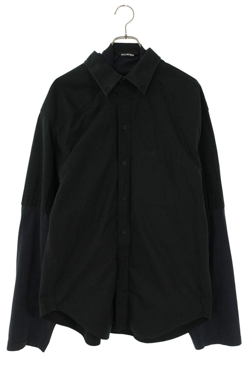 BALENCIAGA Layered Shirt Long Sleeve Tee Black Size S