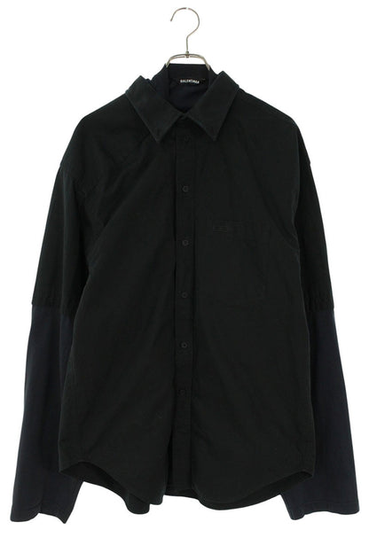 BALENCIAGA Layered Shirt Long Sleeve Tee Black Size S