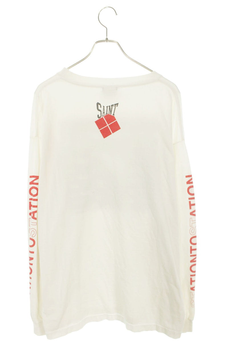 SAINT MICHAEL Model Print Long Sleeve Cut & Sew White Cotton Size XXL