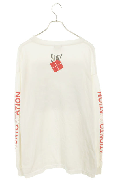SAINT MICHAEL Model Print Long Sleeve Cut & Sew White Cotton Size XXL