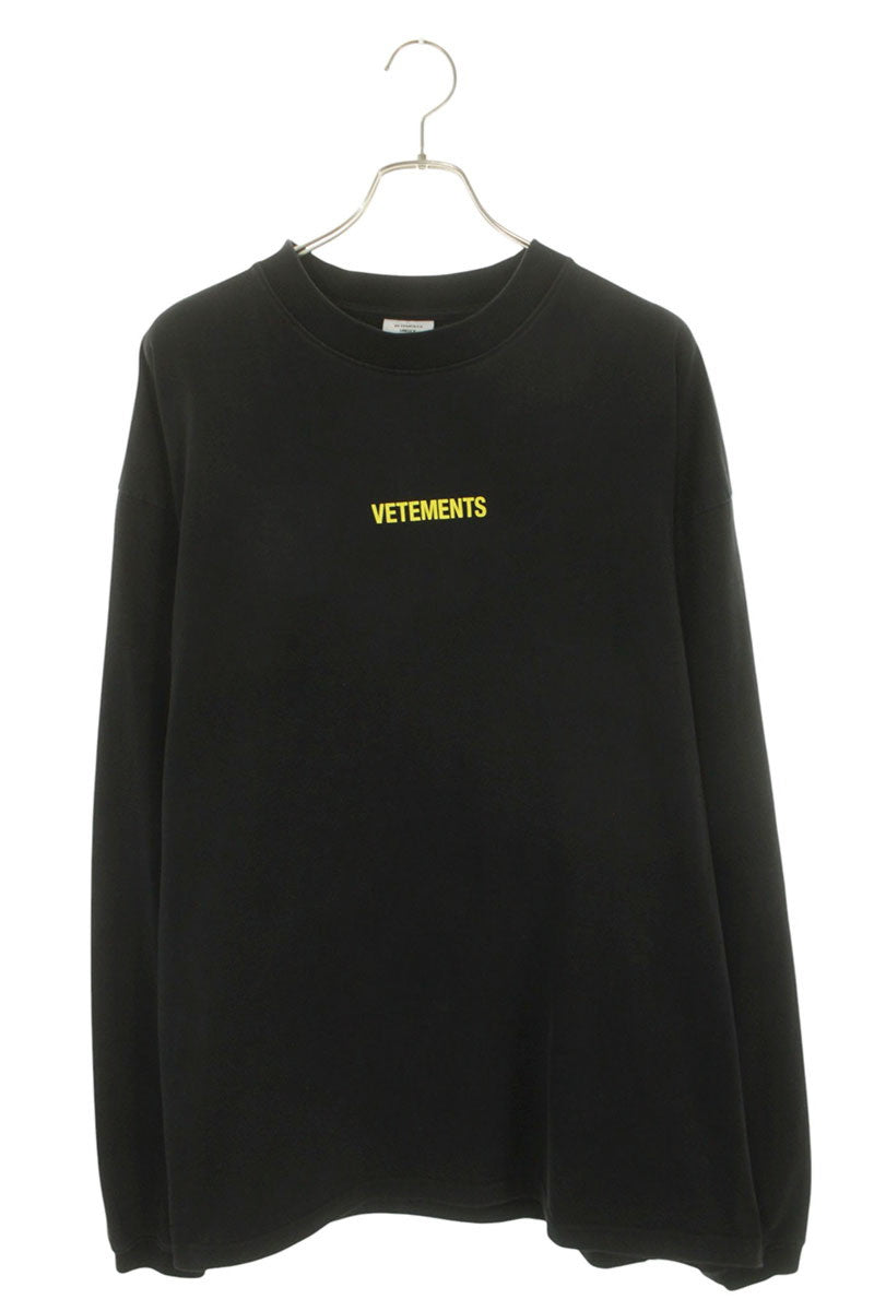 VETEMENTS 22SS ONG SLEEVE LOGO LABEL Long Sleeve Tee Black Size L