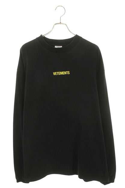 VETEMENTS 22SS ONG SLEEVE LOGO LABEL Long Sleeve Tee Black Size L