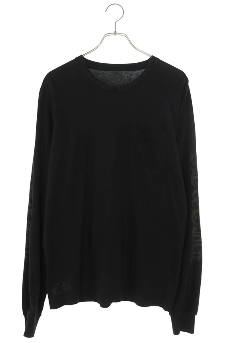 Chrome Hearts Neck & Sleeve Logo Print Long Sleeve Tee Black Size M