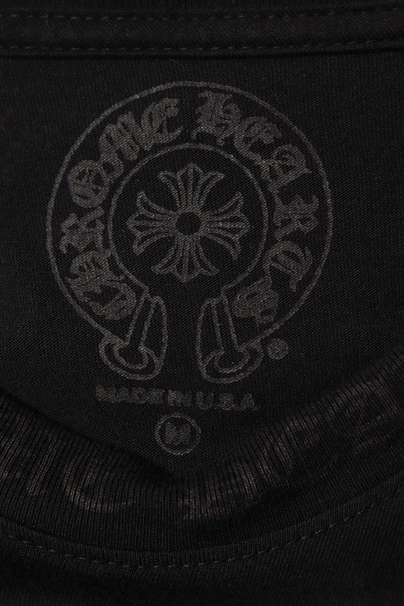 Chrome Hearts Neck & Sleeve Logo Print Long Sleeve Tee Black Size M