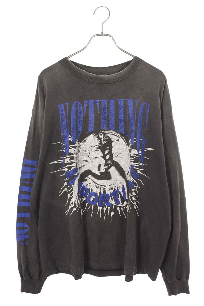 SAINT MICHAEL 24AW Vintage Effect Long Sleeve Tee Black Size XL