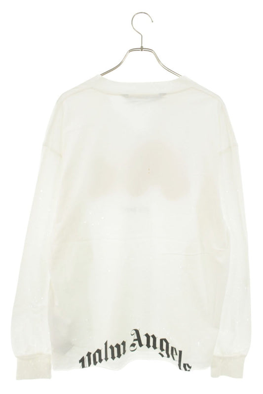 Palm Angels Distressed Bear Print Long Sleeve Top White Size L