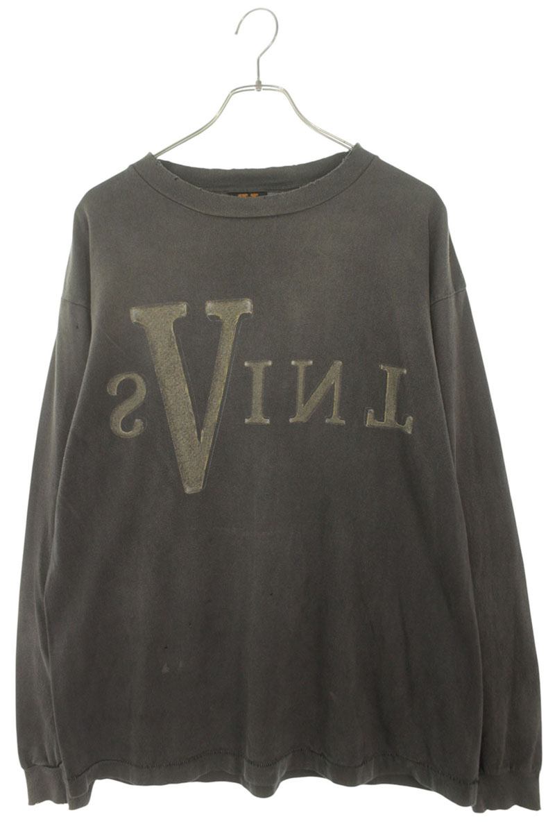 SAINT MICHAEL Vintage Effect Long Sleeve Tee Gray Size L