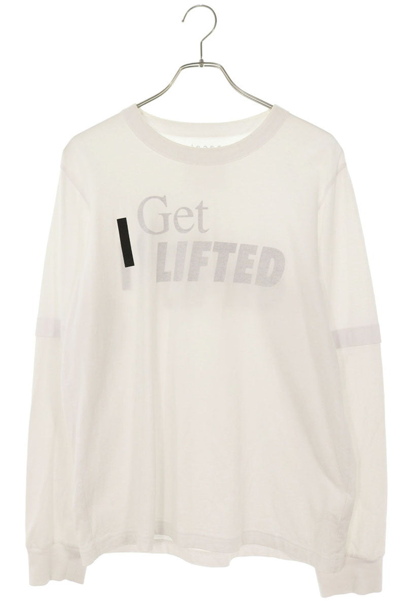 Sacai Cotton Logo Print Long Sleeve Top White Size L