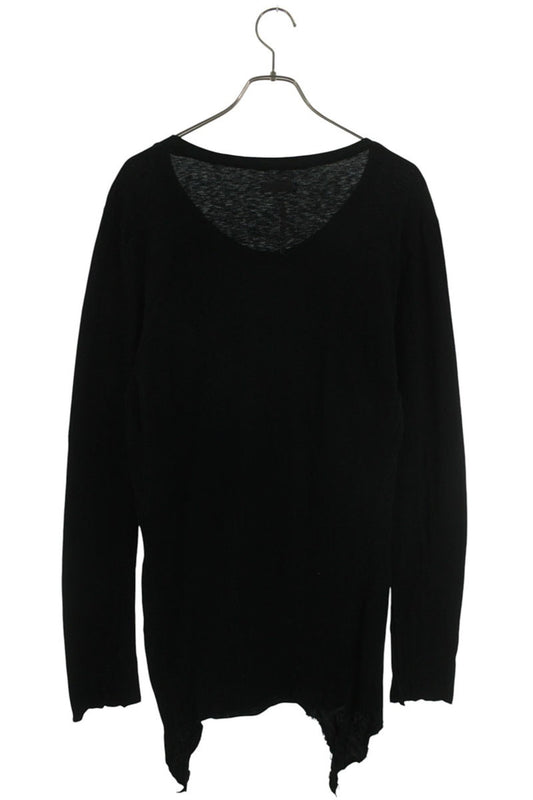 IF SIX WAS NINE Distressed Long Sleeve Top Black Size M
