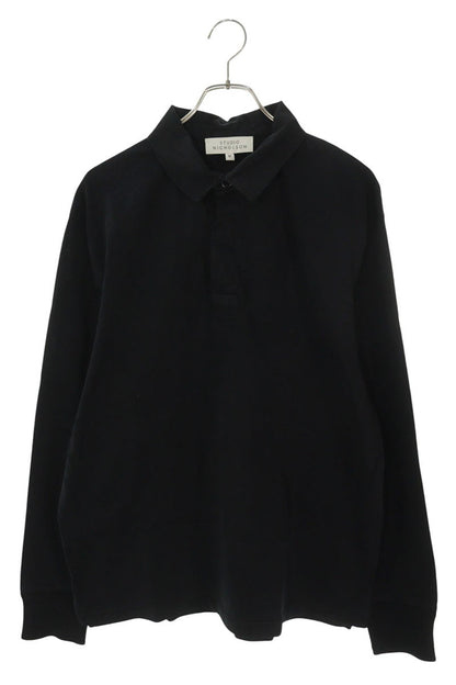 STUDIO NICHOLSON Cotton Polo Long Sleeve Top Black Size M