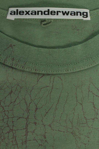 ALEXANDER WANG 23SS Embossed Logo Long Sleeve Top Green Size L