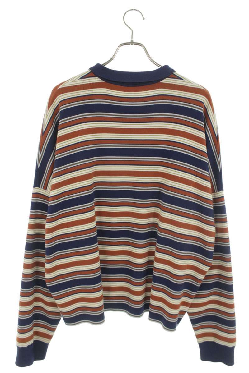 CELINE Triomphe Embroidered Border Polo Long Sleeve Top Size XL