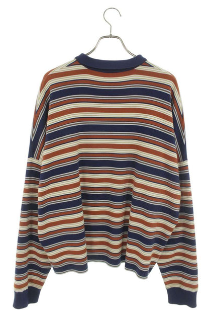 CELINE Triomphe Embroidered Border Polo Long Sleeve Top Size XL