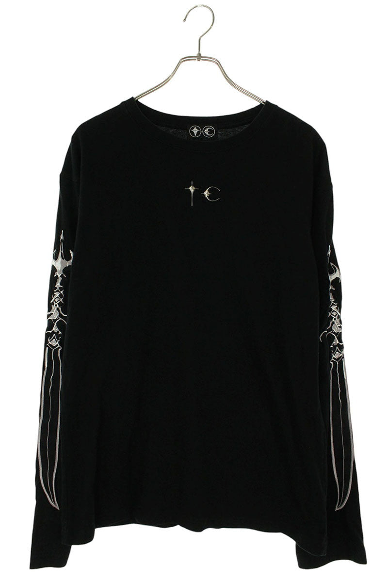 THUG CLUB Logo Emblem Dagger Embroidered Long Sleeve Top Size L