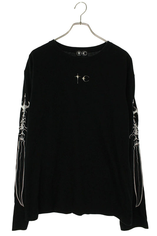 THUG CLUB Logo Emblem Dagger Embroidered Long Sleeve Top Size L