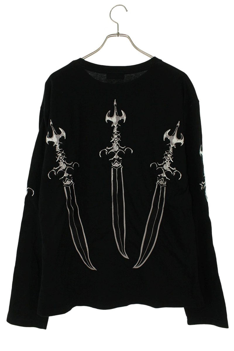 THUG CLUB Logo Emblem Dagger Embroidered Long Sleeve Top Size L
