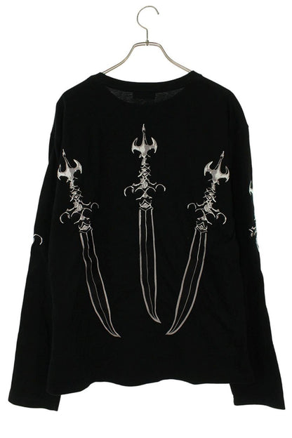 THUG CLUB Logo Emblem Dagger Embroidered Long Sleeve Top Size L