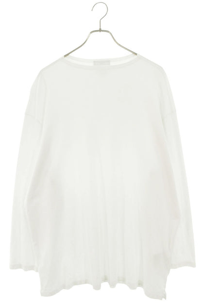 PRADA Oversized Triangle Logo Patch Long Sleeve Tee White Size L