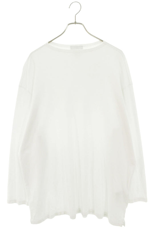 PRADA Oversized Triangle Logo Patch Long Sleeve Tee White Size L