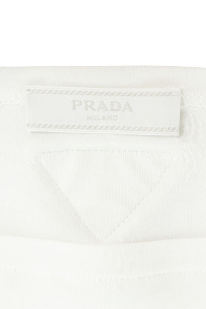 PRADA Oversized Triangle Logo Patch Long Sleeve Tee White Size L