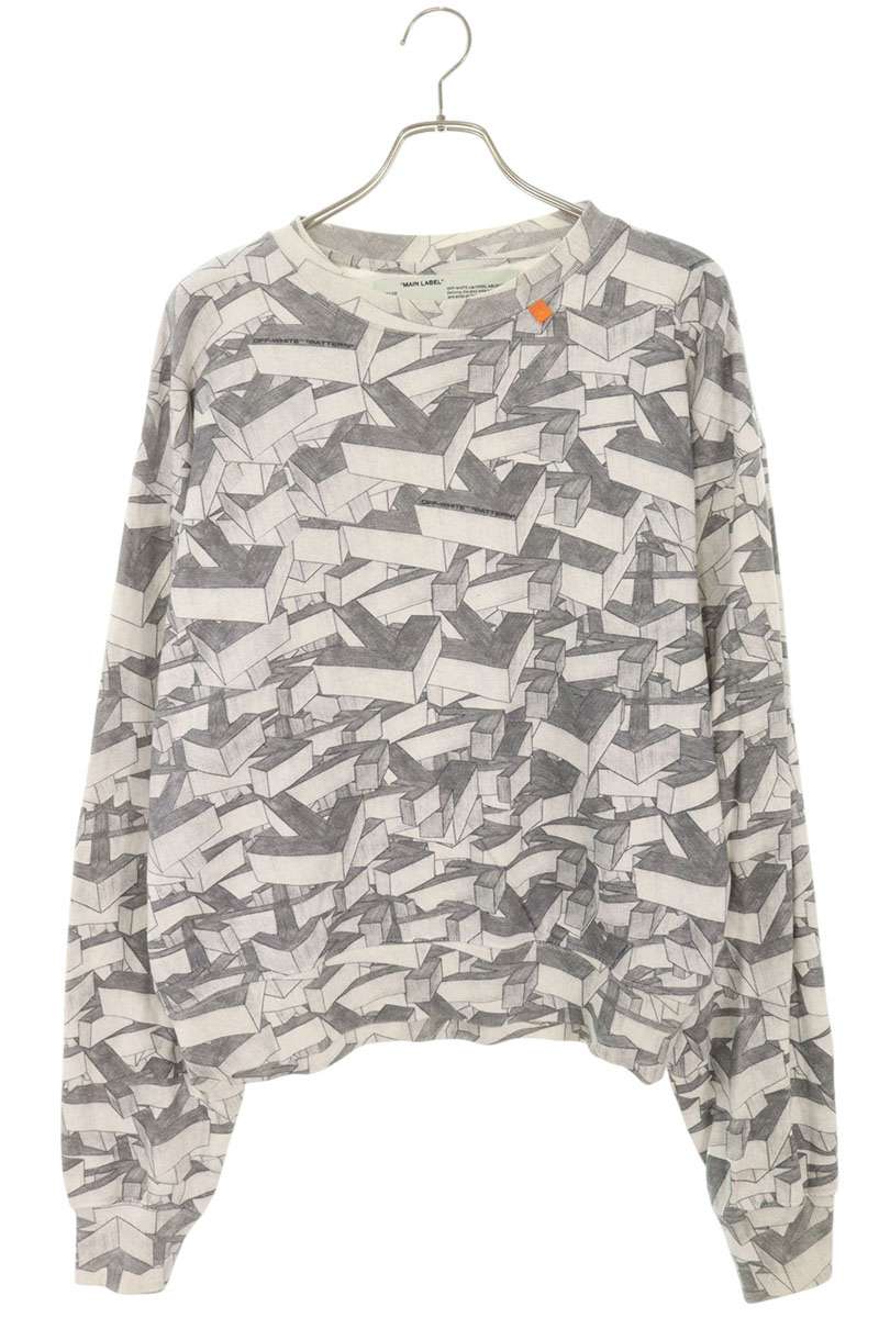 OFF-WHITE Back Arrow Print Long Sleeve Tee White/Gray Size S