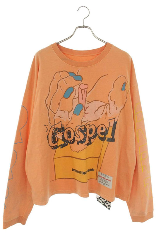 RRR123 Distressed Logo Long Sleeve Tee Orange Size M